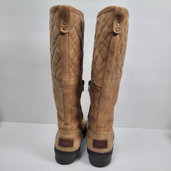 UGG Elsa Women's Quilted Tall Leather Lace-Up Boots S/N1013484 US Size 8.5 - Picture 4 of 12
